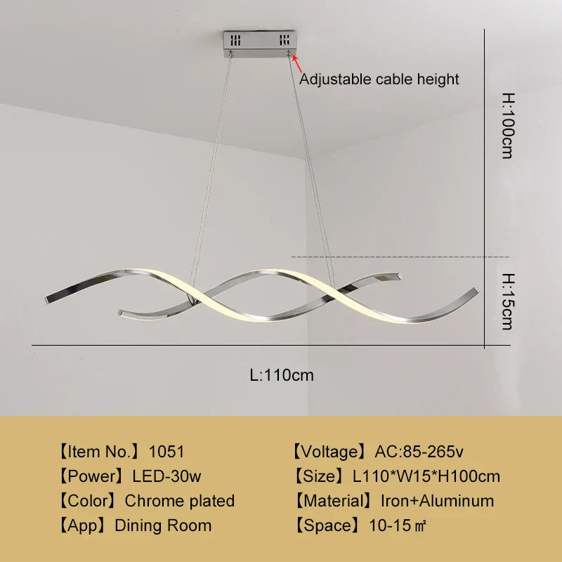 Modern Nordic LED Pendant Light - Chrome/Gold Plated Finish