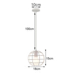 White Cage Industrial Pendant Light Fixture - Modern Loft Hanging Lamp