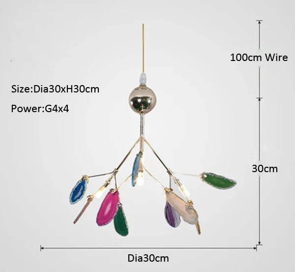 Agate Branch Chandelier - Nordic Glass LED Globe for Bedroom, Kitchen, Dining Room