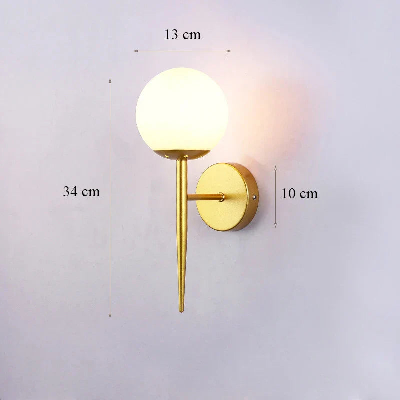 Glass Shade Gold Wall Lamp for Bedroom Loft Design, Up Down Iron LED Wall Lights
