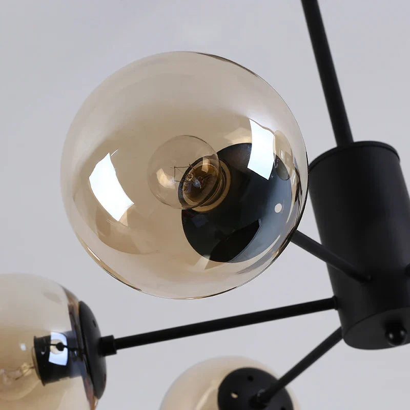 Black/Gold Glass Pendant Light for Living Room Bedroom Restaurant