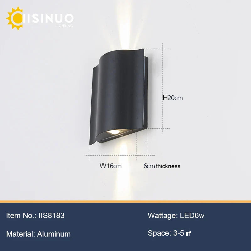 Outdoor Alumunim Wall Sconce Lightings in Black - IP65 Waterproof Va Porch Luminaire