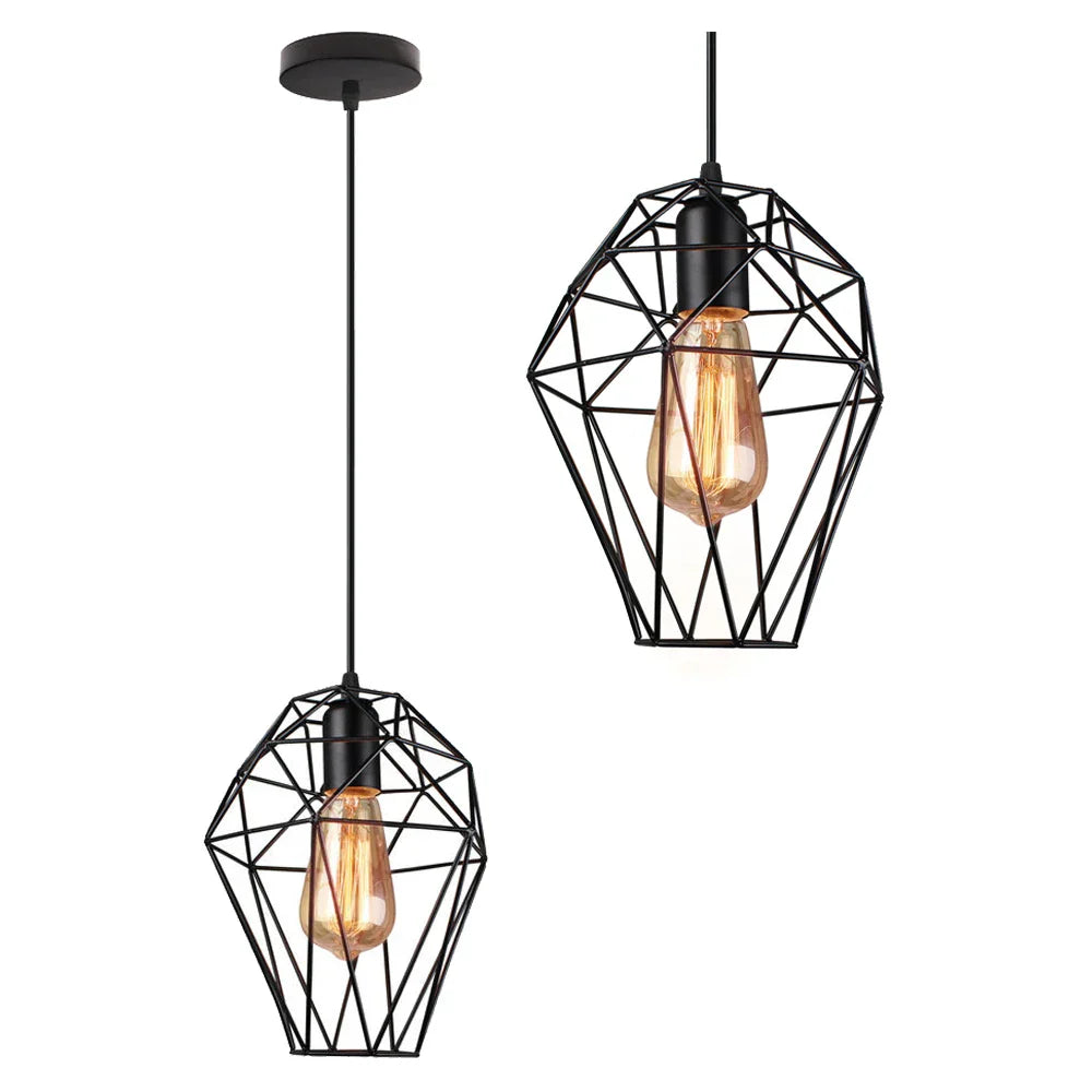 Birdcage Diamond Ceiling Pendant Light Chandelier for Home Living Room Decor