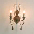 Vintage Wood Bead Wall Sconce Farmhouse Lighting