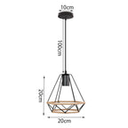 Vintage Industrial Chandelier Lamp, Black Iron Pendant Light for Kitchen Bedroom