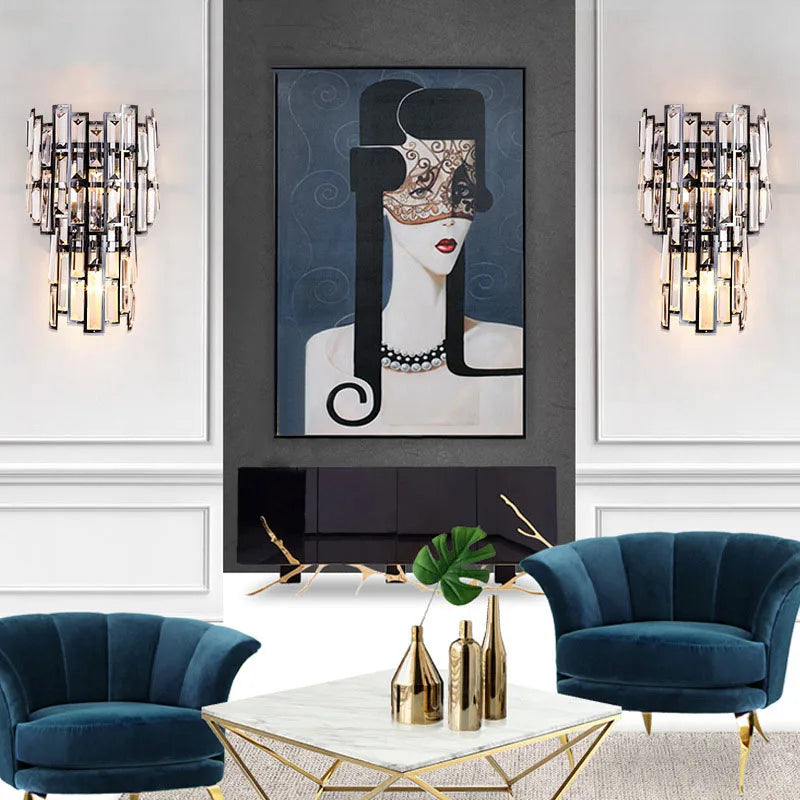 Rectangular Crystal Wall Sconce: Modern Light Luxury Indoor LED Lamp