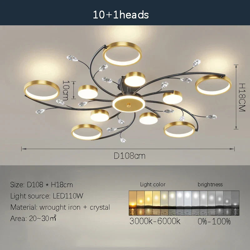 LED Chandelier: Modern Whole House Indoor Lighting for Bedroom, Living Hall, and Dining Room
