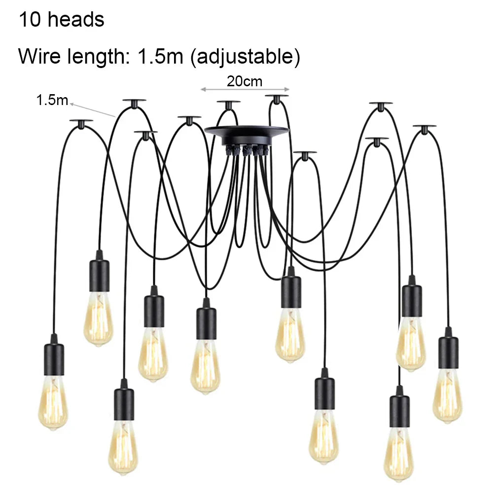 Vintage Industrial Spider Chandelier Ceiling Pendant Light - DIY Art Suspension Decor