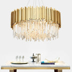 Crystal LED Chandelier: Adjustable Metal Hanging Lamp for Living Room, Dining, Bedroom