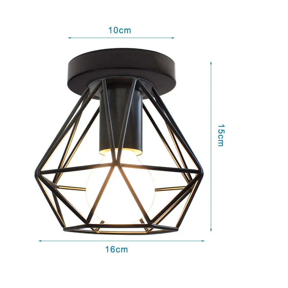 Iron Cage Ceiling Light Modern Nordic Retro Black Loft E27 Home Lighting