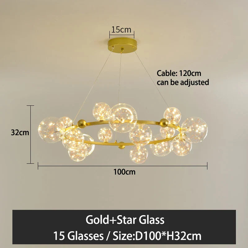 Nordic Glass Ball Pendant Light Gold/Black Dining Living Room Decor Afralia™
