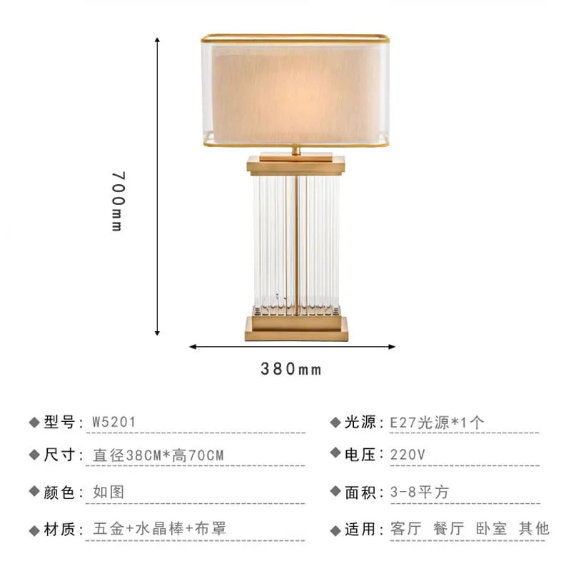 Crystal Table Lamp: Nordic Light Luxury Design for Bedroom Bedside