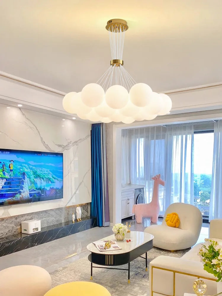 Nordic Moon Chandelier Bubble Ball Living Room Dining Bedroom Lamp