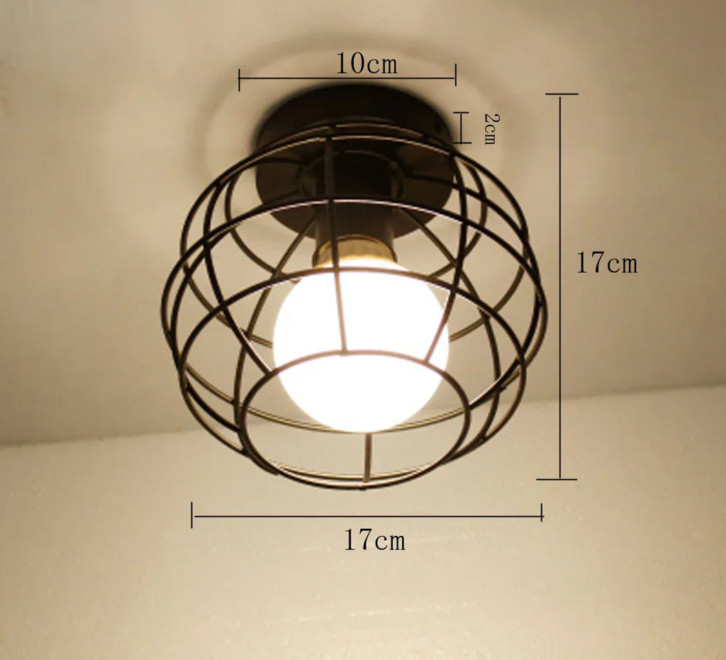 Iron Cage Ceiling Light Modern Nordic Retro Black Loft E27 Home Lighting