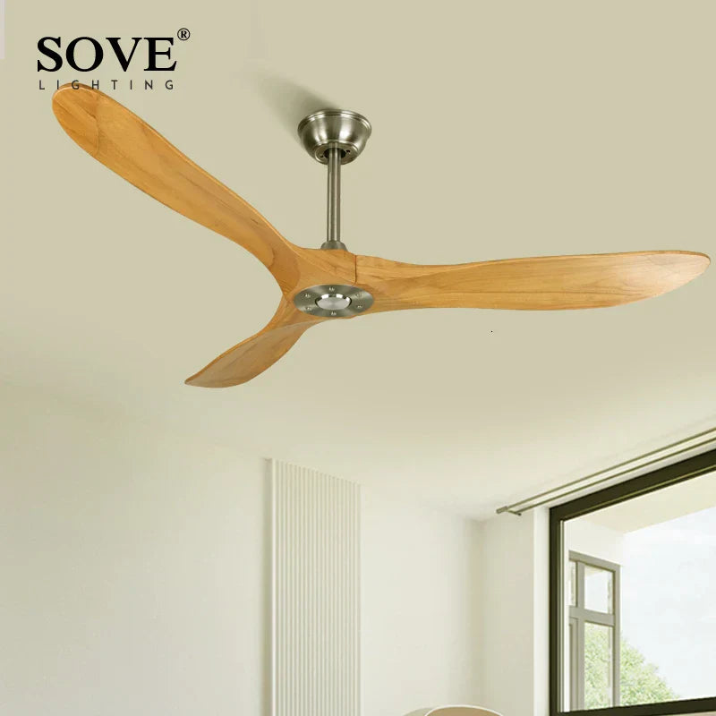 60" Industrial Wooden Ceiling Fans Remote Control Ventilateur De Plafond
