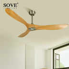 60" Industrial Wooden Ceiling Fans Remote Control Ventilateur De Plafond