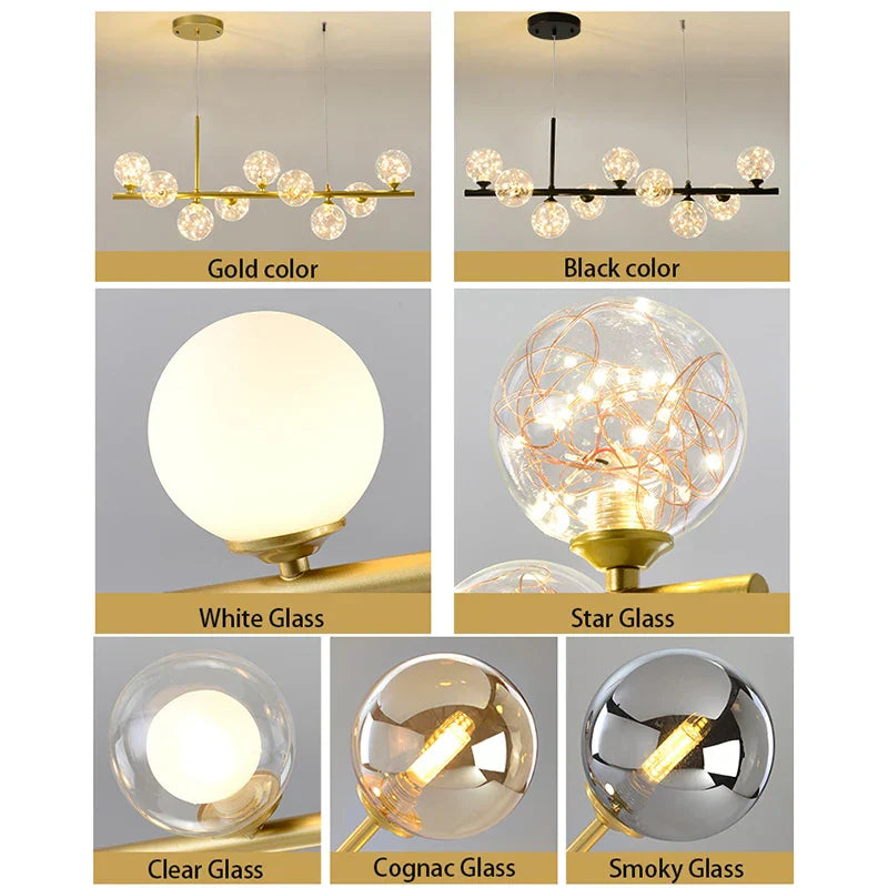 Modern Gold/Black G9 LED Chandelier for Kitchen Restaurant Bedroom Decor
