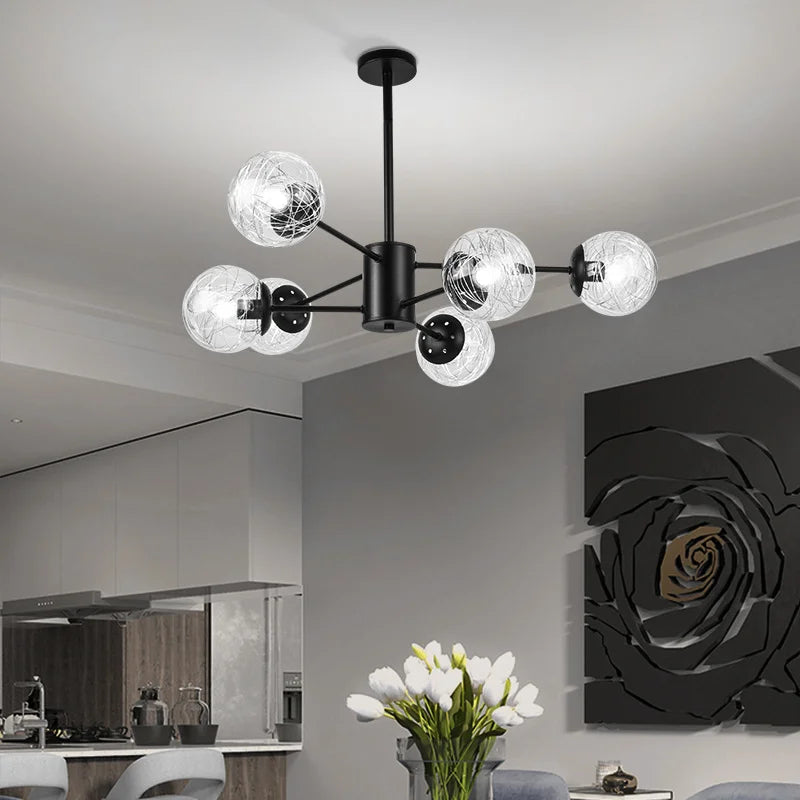 Glass LED Chandeliers: Modern Dining Room Bedroom Living Room Pendant Lights