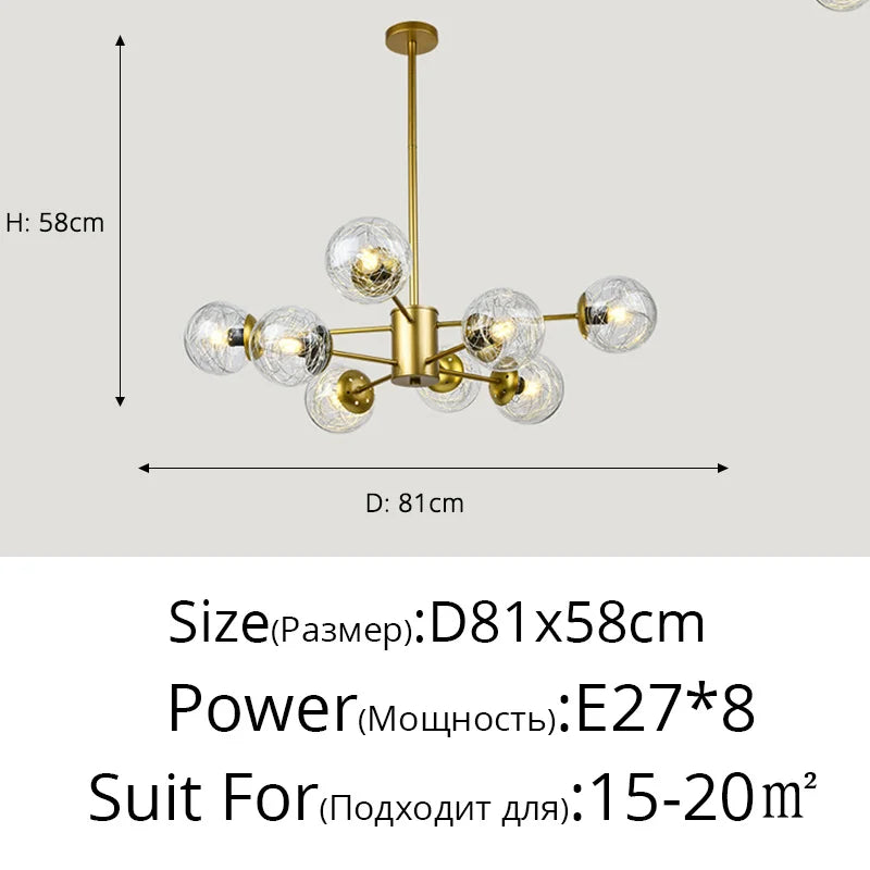 Glass LED Chandeliers: Modern Dining Room Bedroom Living Room Pendant Lights