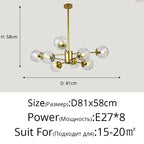 Glass LED Chandeliers: Modern Dining Room Bedroom Living Room Pendant Lights