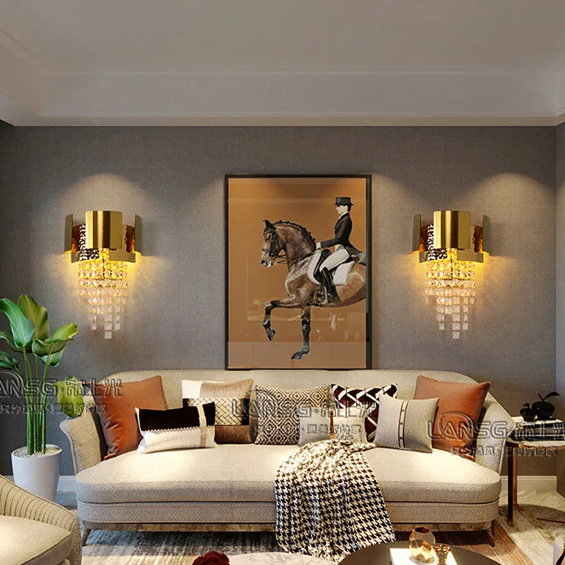 Crystal Wall Lamp: Modern Luxury LED Lighting for Living Room, Bedroom, and Staircase