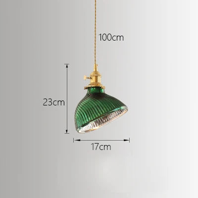 Green Glass LED Chandelier: Minimalist Brass Hanging Lights