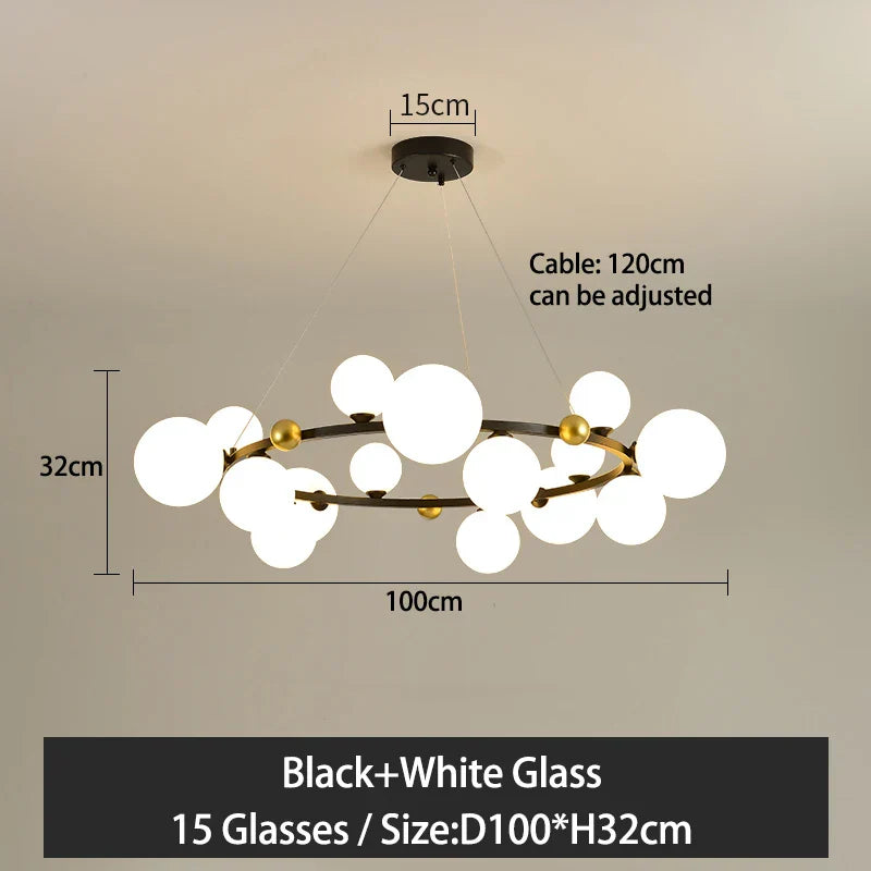 Nordic Glass Ball Pendant Light Gold/Black Dining Living Room Decor Afralia™