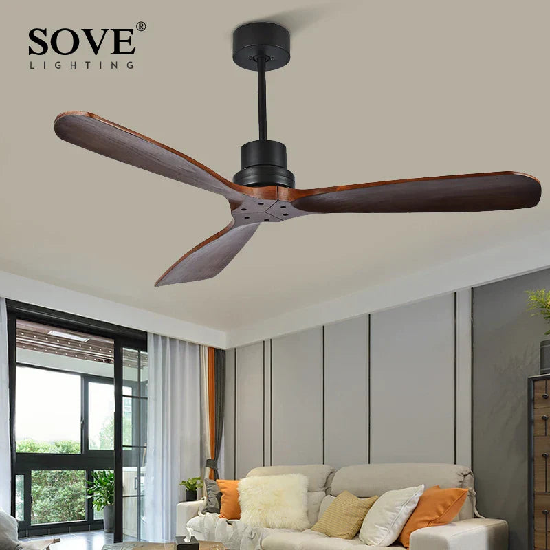 Wood Ceiling Fan with Remote Control | Bedroom 220V