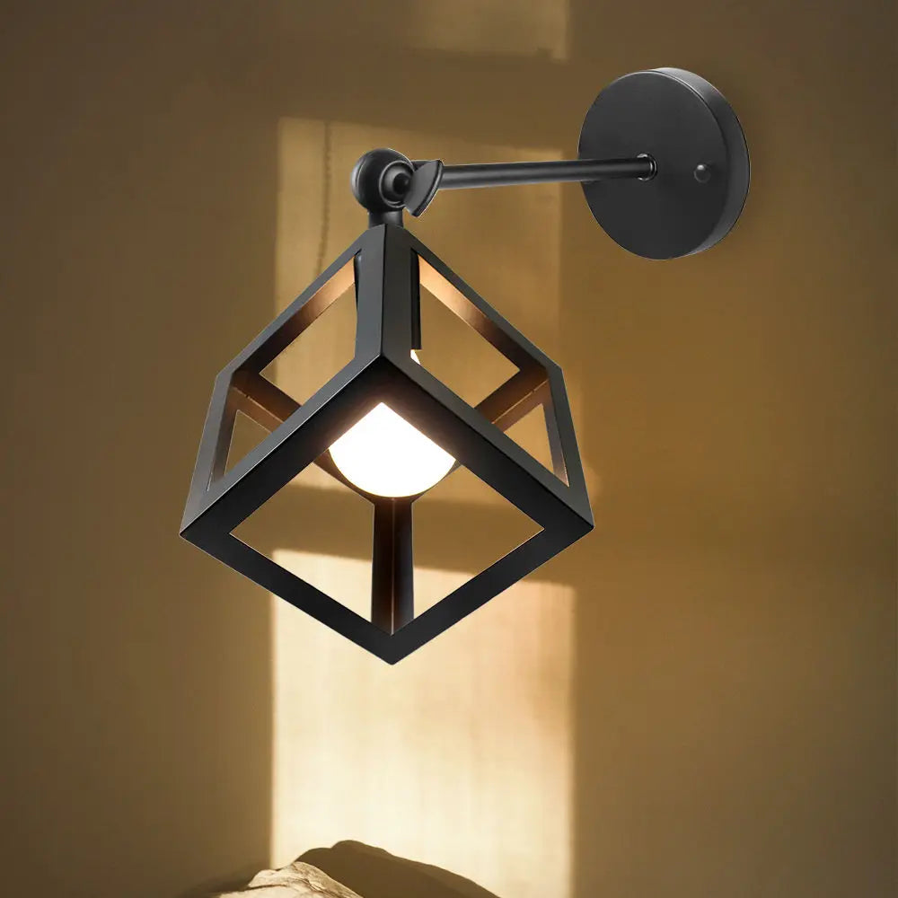 Vintage Industrial LED Cage Wall Light E27 Sconce Modern Indoor Lighting