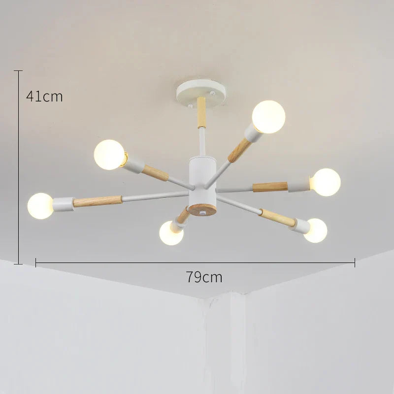LED Wooden Ceiling Lights w/ E27 Bulb for Modern Livingroom & Bedroom
