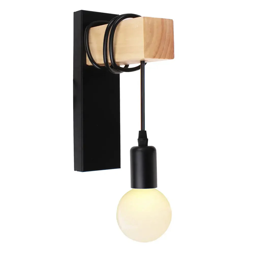 Industrial Iron Wood Wall Lamp E27 Modern Nordic Sconce by for Home Decor Bedroom