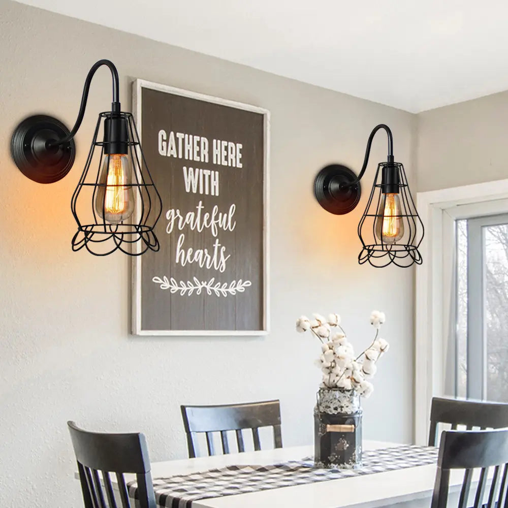 Industrial Iron Wall Sconce E27 Retro Loft Vintage LED Light Fixture