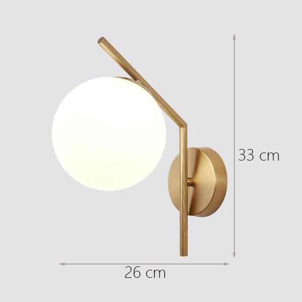 Nordic Glass Wall Lamp Modern LED Bedroom Living Room Light Fixtures