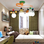 Nordic Kids LED Animal Chandelier for Bedroom Study Room, Iron Resin Lighting