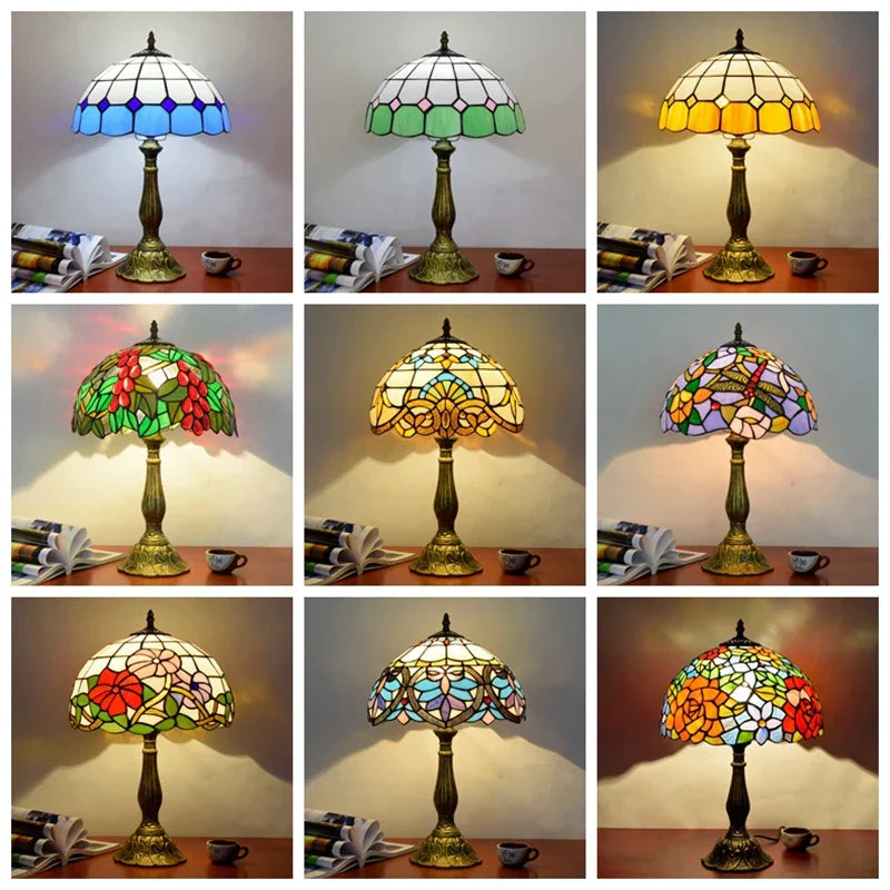 Dragonflys Tiffany Stained Glass Table Lamp Vintage Bedroom Desk Light