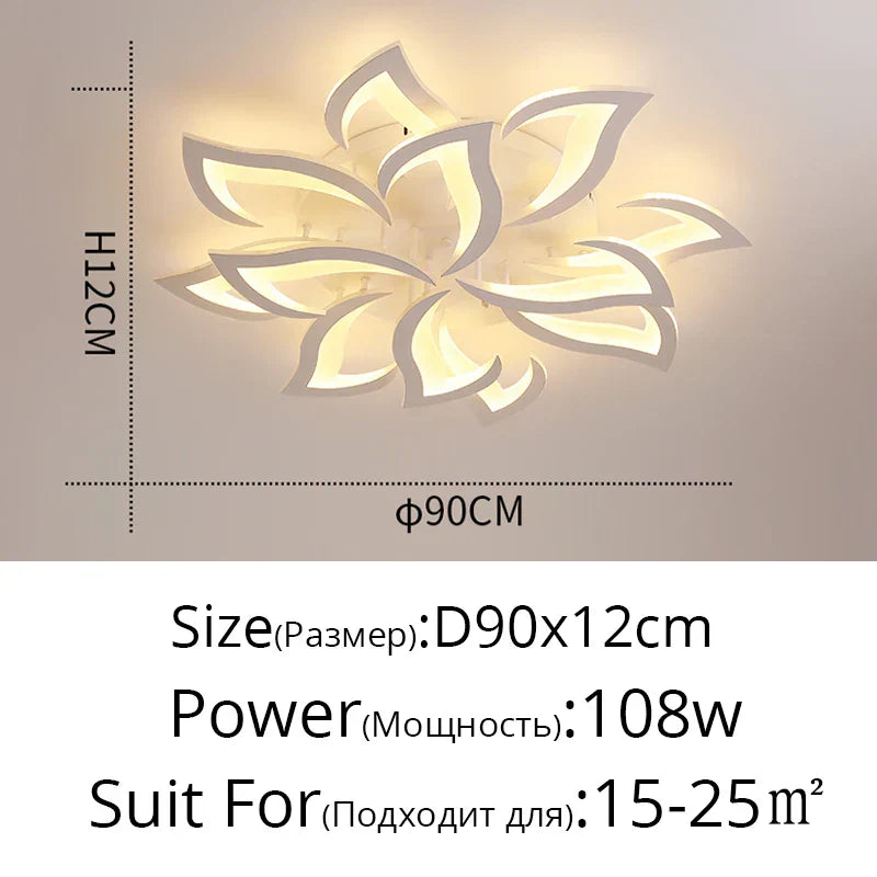 Remoteled Ceiling Chandelier: Modern Art Deco Lighting Fixtures for Living, Dining, Bedroom