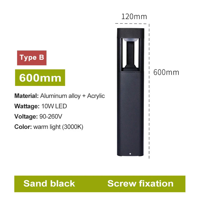 LED Bollard Lawn Lamp: Stylish Waterproof Outdoor Garden Path Light
