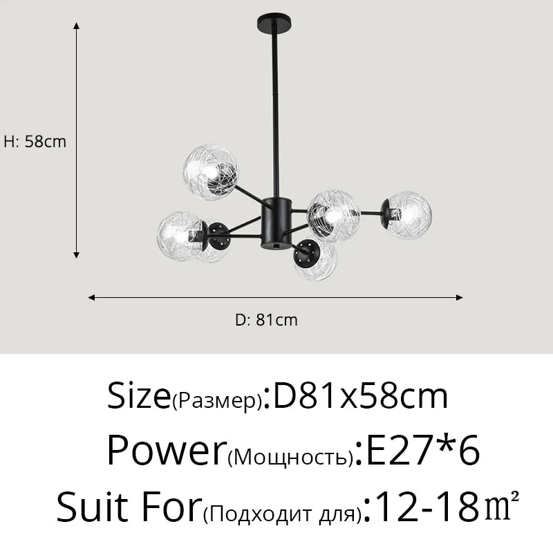 Glass LED Chandeliers: Modern Dining Room Bedroom Living Room Pendant Lights