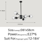 Glass LED Chandeliers: Modern Dining Room Bedroom Living Room Pendant Lights