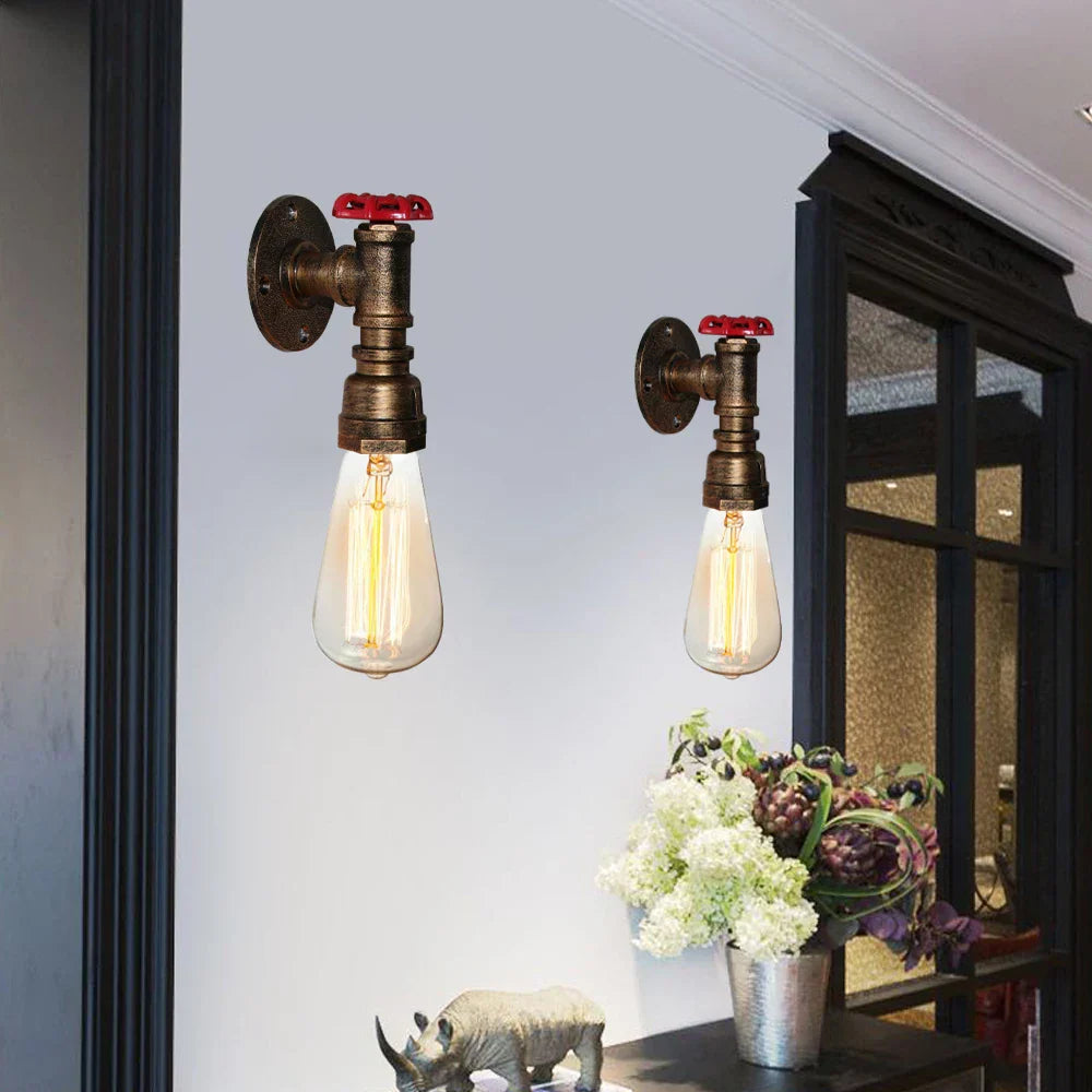 Retro Industrial Water Pipe Wall Light LED Sconce Fixture for Home Restaurant Bar