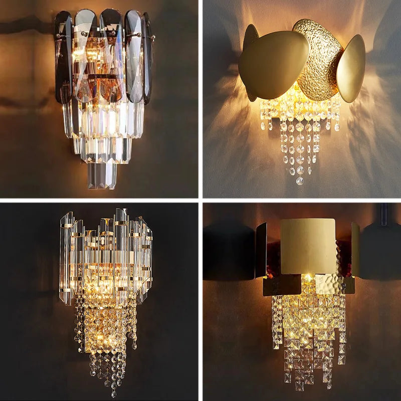 Crystal Wall Lamp: Modern Luxury LED Lighting for Living Room, Bedroom, and Staircase