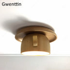 Nordic Wood Cup Ceiling Light: Modern Industrial Wooden Lamp for Living Room Bedroom