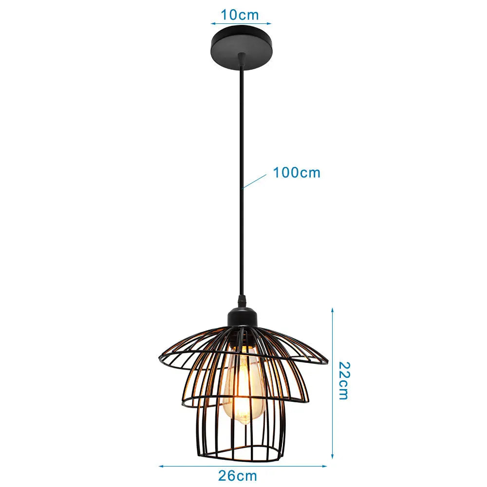 Vintage Industrial Chandelier Lamp, Black Iron Pendant Light for Kitchen Bedroom