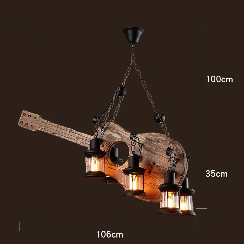 Retro Solid Wood Industrial Pendant Chandelier for Dining Living Room
