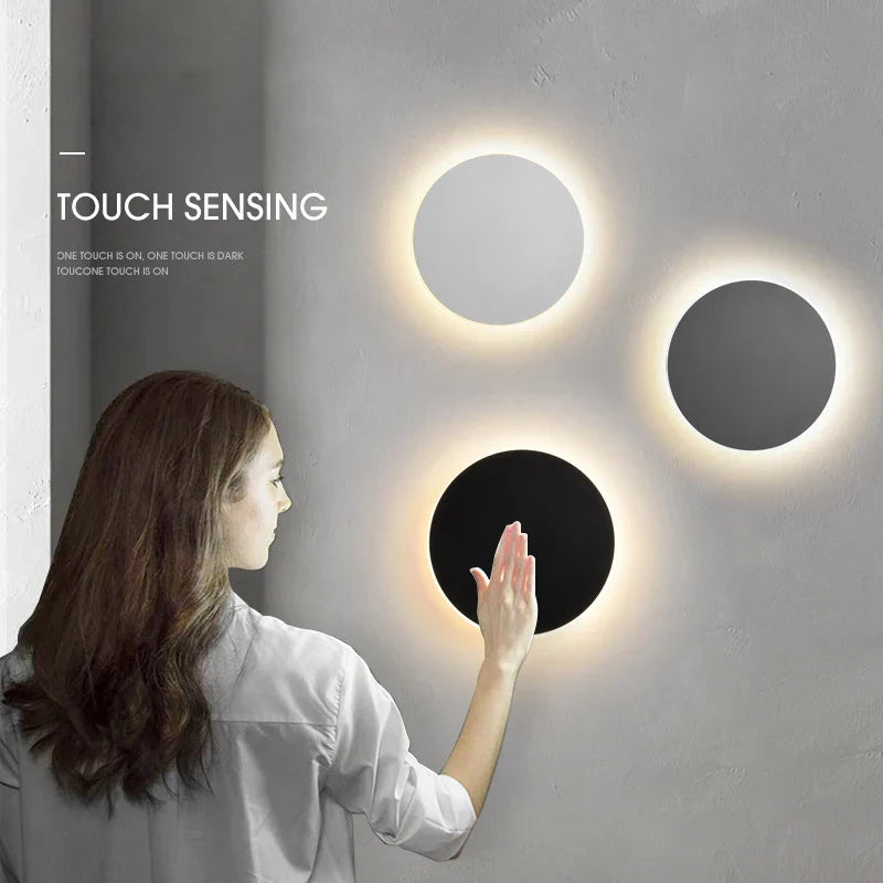 LED RGB Round Wall Lights: Acrylic Touch Sensitive, Remote Controlled Bedroom Indoor Decor