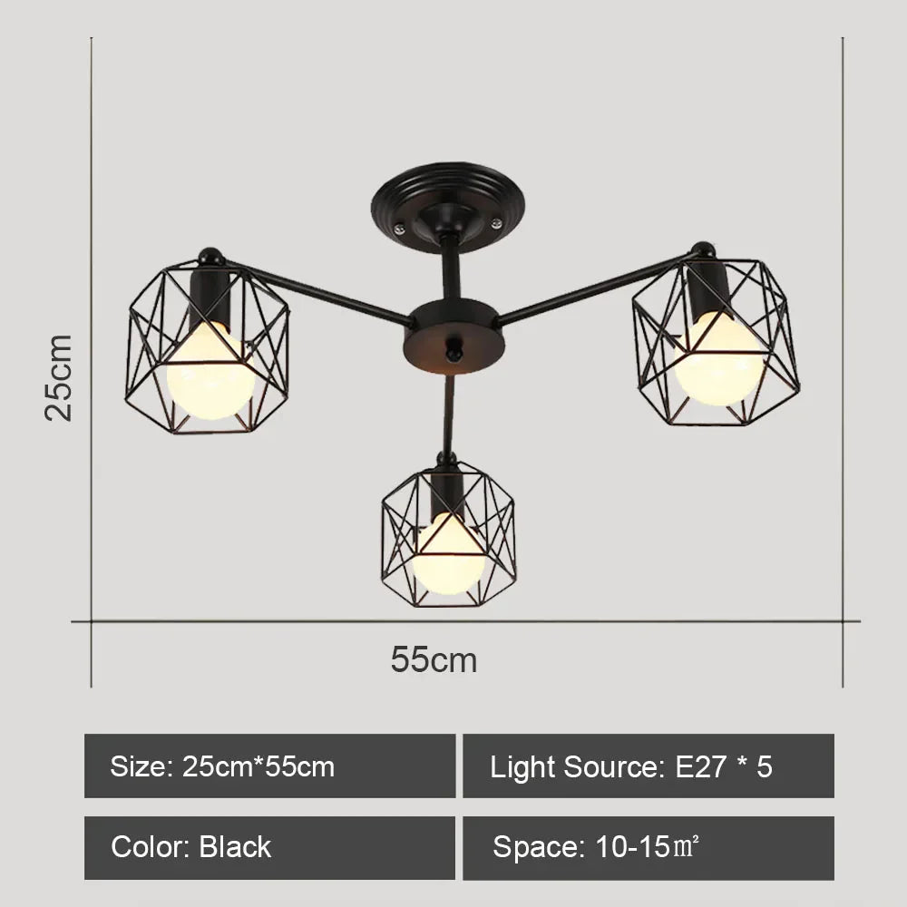 Modern Rod Iron Sputnik Chandelier Vintage Ceiling Lamp for Home Lighting
