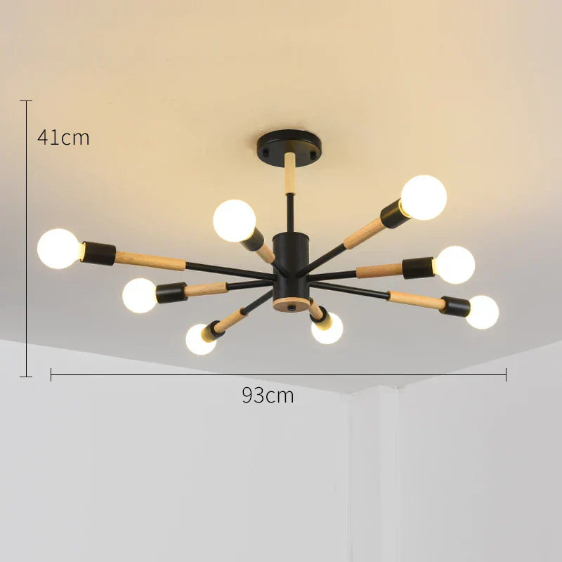 LED Wooden Ceiling Lights w/ E27 Bulb for Modern Livingroom & Bedroom
