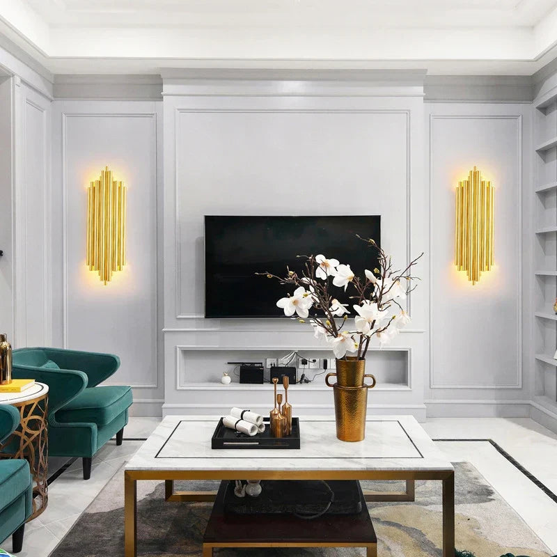 Gold LED Wall Lamp for Modern Minimalist Living Room, Bedroom, Study - Indoor Light Fixtures