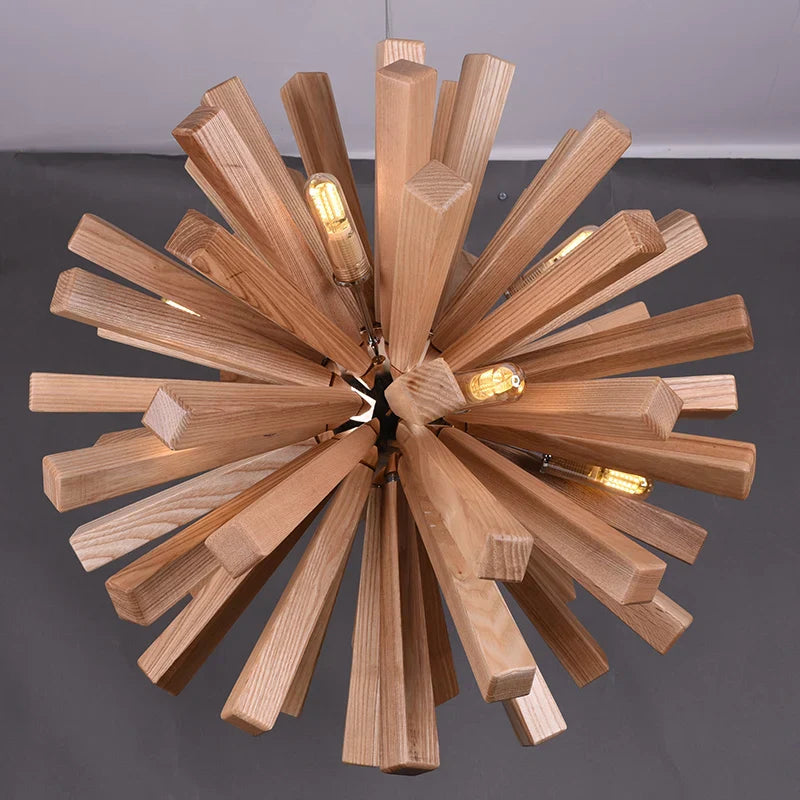 Dandelion Wooden Pendant Lights - Solid Wood Hanging Lamps for Dining Room & Restaurant