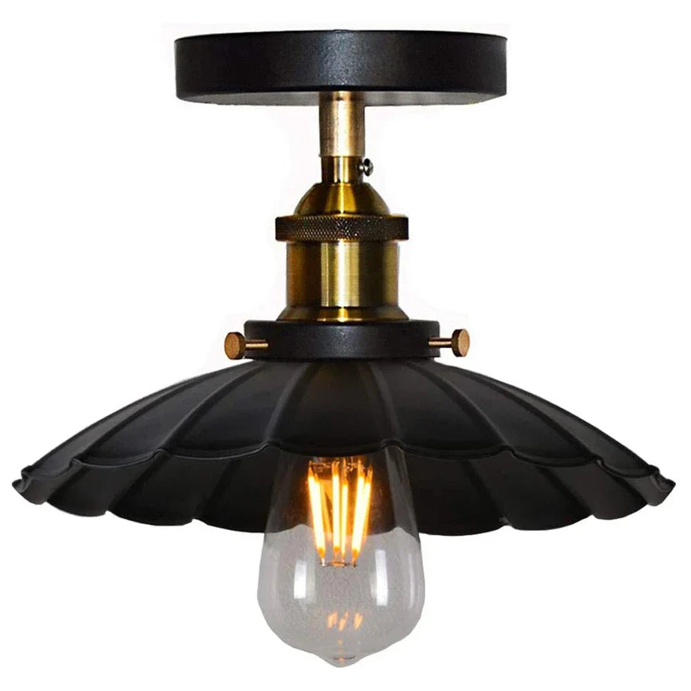 Iron Ceiling Light: Vintage Industrial Flush Mount for Home Bedroom Kitchen Living Room